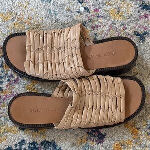 Cole Haan Tan Woven Slide Sandals
